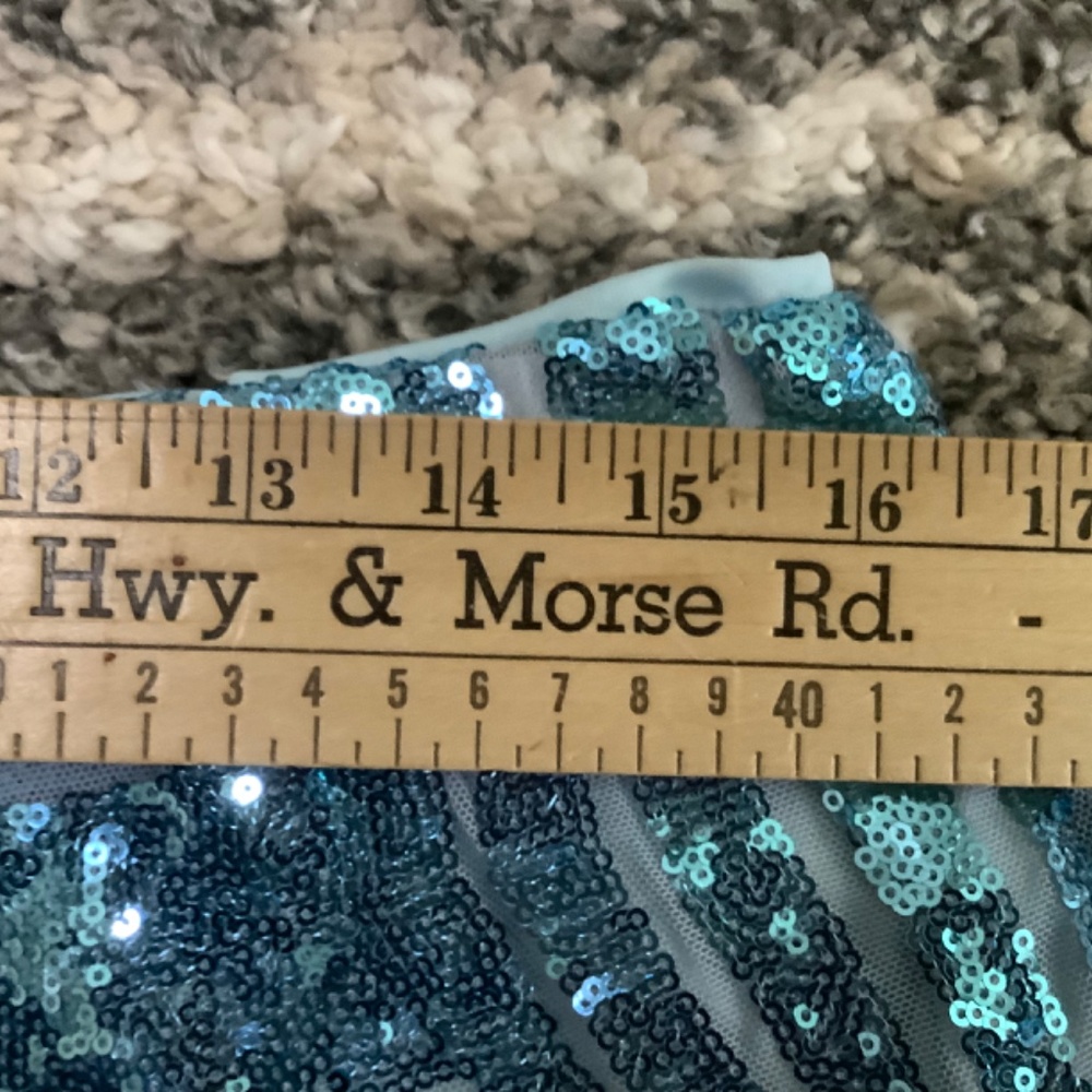 New ladies lined sequined 2X blue bell bottom pull on disco/party pants - Picture 5 of 5